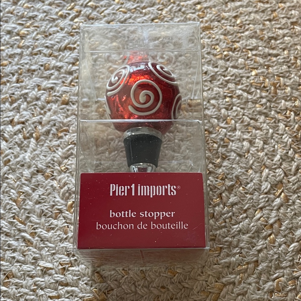 Pier 1 Red and White Bottle Stopper NIB